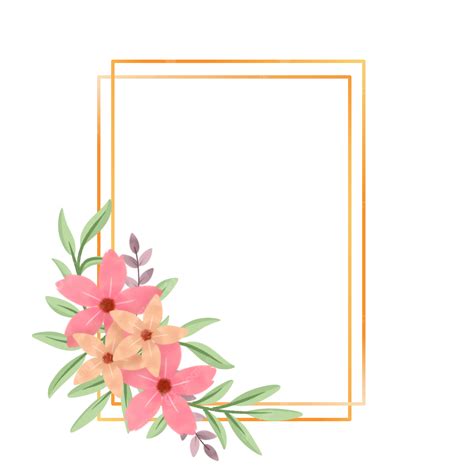 Moldura Dourada Com Lindas Flores Em Aquarela Png Flor Casamento Aquarela Imagem Png E Psd