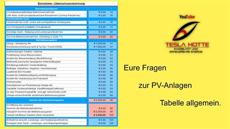 PV Anlage Eure Fragen Zur Excel Tabelle YouTube