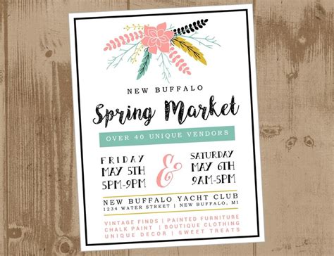 Printable Flyer Spring Floral Vendor Market Craft Fair Etsy