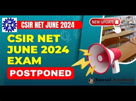 CSIR NET Exam Postponed June 2024 Latest Update Bansal Academy