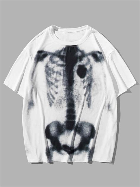 ROMWE Grunge Punk Men Skeleton Print Tee SHEIN USA