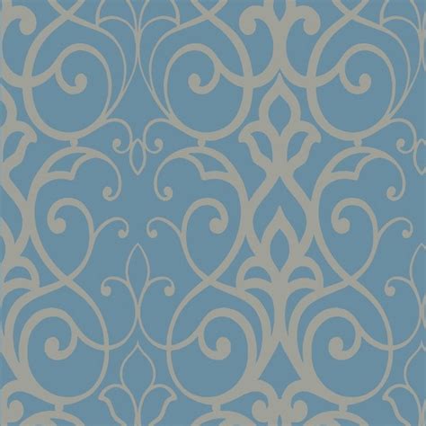 York Wallcovering Filigree Trellis Wallpaper Blue Wallpaper