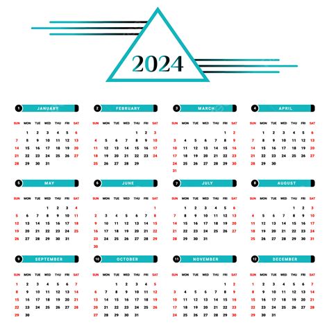 Kalender Tahunan Dengan Gaya Geometris Hijau Dan Hitam Vektor