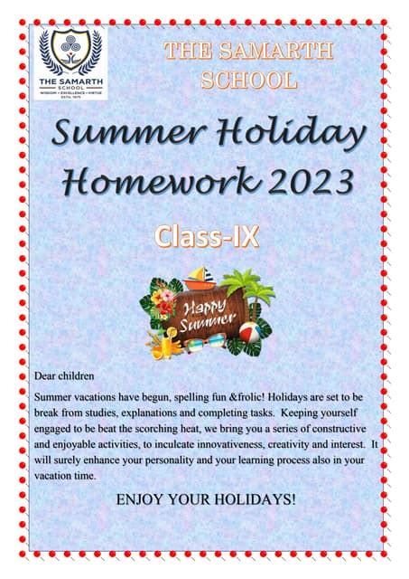 Summer Holiday Home Work Class 9 2023 Pdf