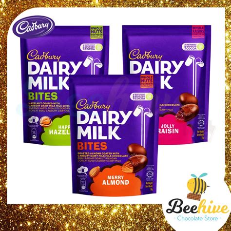 Cadbury Dairy Milk Bites Jolly Rasin Happy Hazelnut Merry Almond 50g Shopee Malaysia