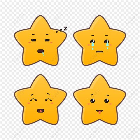 Cartoon Cute Star Emotional Combination Star Expression Expression ...