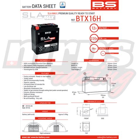 Batterie Bs Battery Btx H Sla Max Mrps Racing Gen Ve Suisse