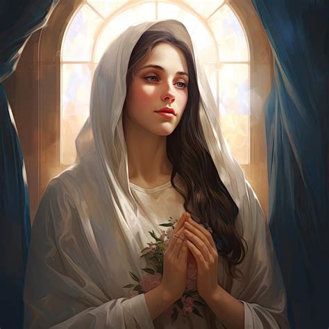 Hermosa virgen maría nuestra señora estilo pintado ilustración de obra