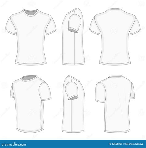 All Six Views Mens White Short Sleeve T Shirt Stock Vector Image