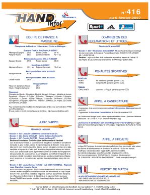 Fillable Online Ff Handball N F D Ration Fran Aise De Handball