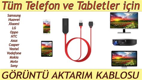 Tüm Telefon ve Tabletler için HDMI TV Görüntü Aktarım Kablosu Telefon