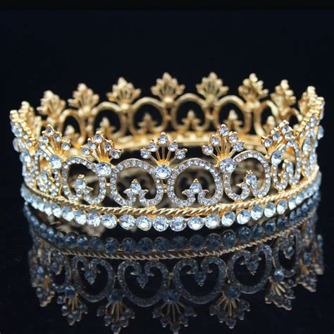 Vintage Royal Crystal Queen King Tiaras And Crowns Bridal Headpiece