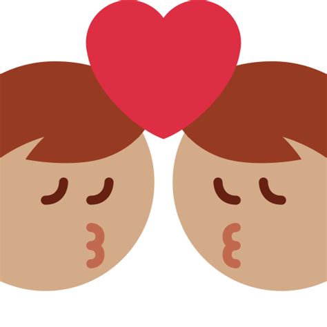 👨🏽‍ ️‍💋‍👨🏽 Beso Hombre Hombre Tono De Piel Medio Emoji