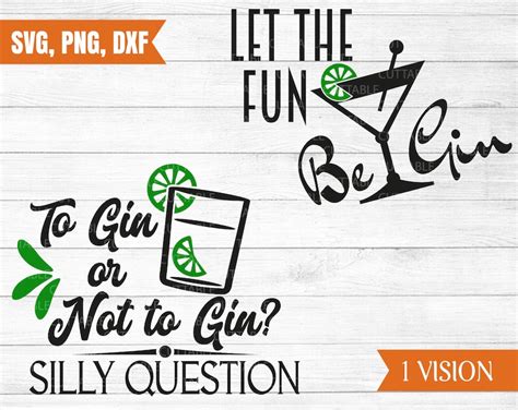 Gin Bundle Svg Gin Lover Cut Files Gin Svgs Let The Fun Etsy Uk