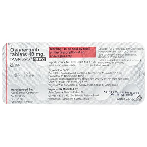 Tagrisso 40mg Tablet 10 S Price Uses Side Effects Netmeds