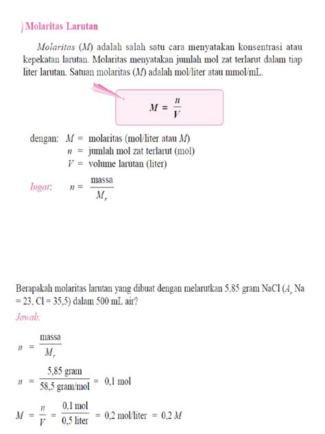 Molaritas Komposisi Zat Dan Rumus Kimia Zat Pdf