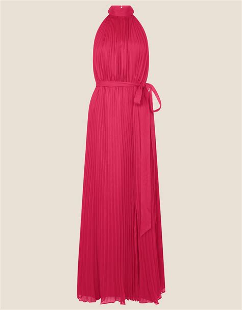 Alya Pleated Chiffon Maxi Dress Pink