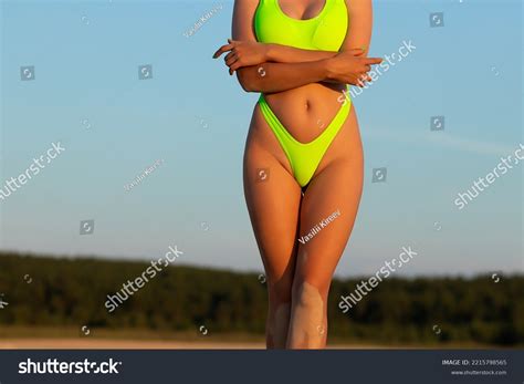 Crop Unrecognizable Fit Barefooted Woman Bikini Stock Photo 2215798565