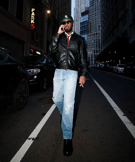 Brent Faiyaz Street Fashion Men Streetwear Leather Jacket Outfit Men