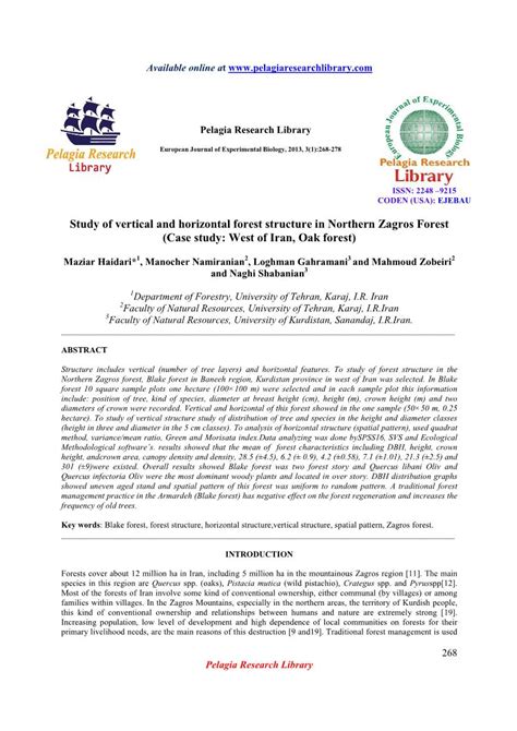 Study Of Vertical And Horizontal Forest Structure In Northern Zagros