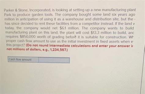 Solved Parker Stone Incorporated Is Looking At Setting Chegg