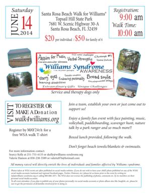 Fillable Online Williams Syndrome Santa Rosa Beach Walk For Williams