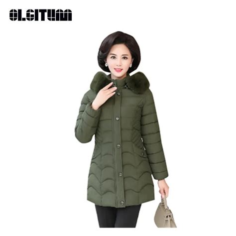 New 2018 Winter Coat For Middle Aged Elderly Thicken Long Jacket Warm Coat For Mother Slim Women