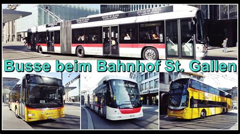 WOW Was für eine Busparade Busse beim St Gallen HB Bahnhofplatz