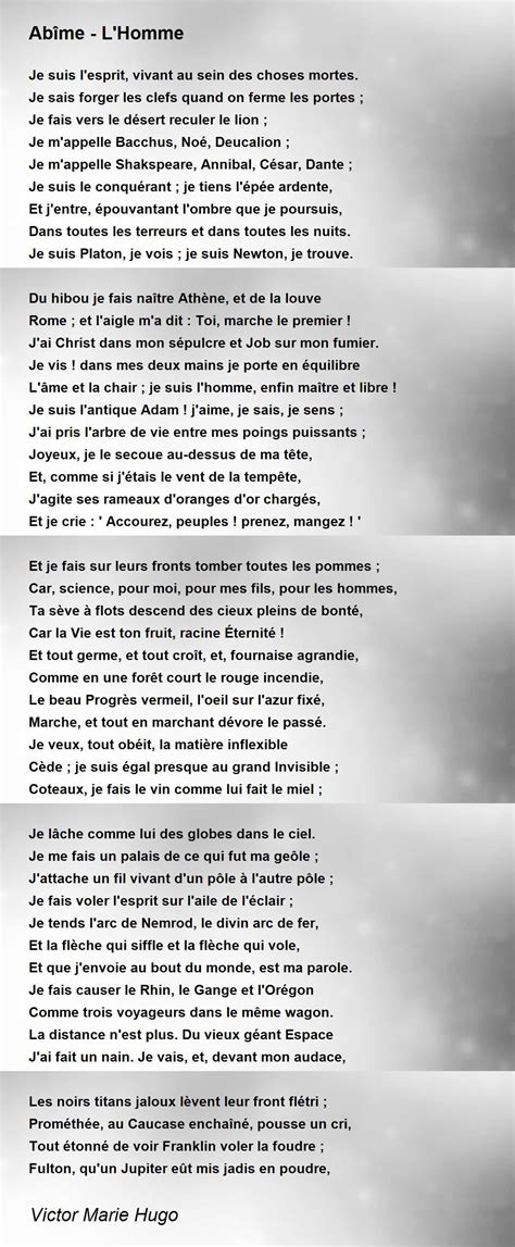 Abîme Lhomme Abîme Lhomme Poem By Victor Marie Hugo