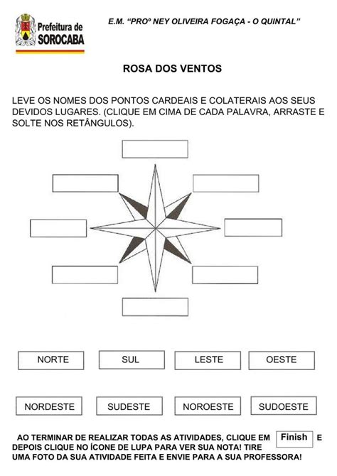 Pontos Cardeais E Colaterais Worksheet Workbook School Subjects