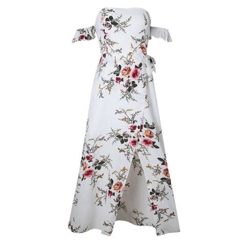 2018 Off Shoulder Women Summer Beach Long Dress Vintage Floral Print Beach Maxi Chiffon