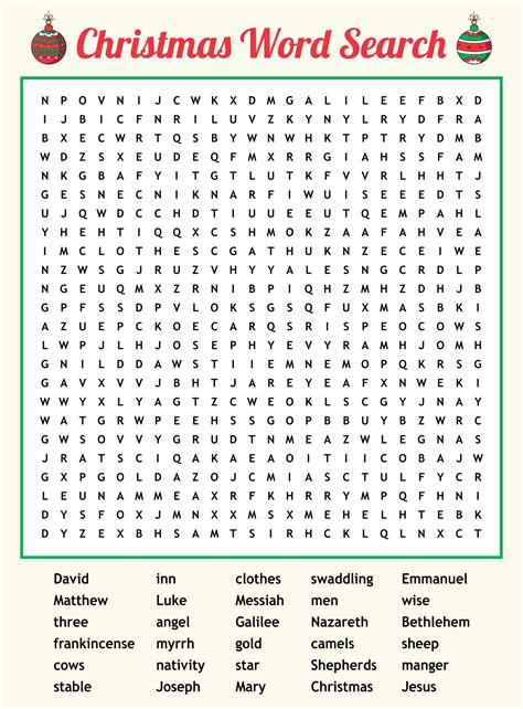 Christmas Word Search Printable