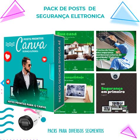 Pack de Posts Prontos no Canva Legendas Segurança Eletrônica