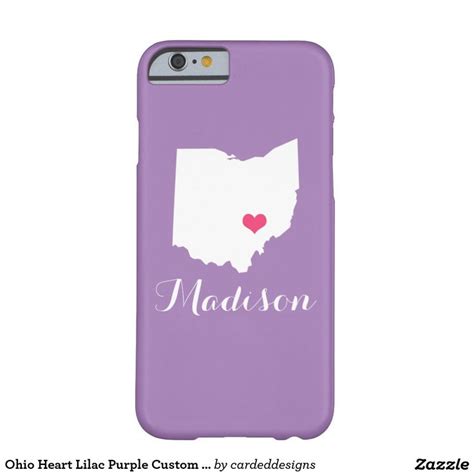 Ohio Heart Lilac Purple Custom Monogram Barely There Iphone 6 Case