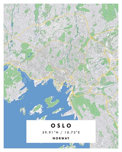 Oslo City Digital Map Poster Geographical Maps And More