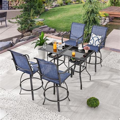 Patio Festival Piece Metal Bar Height Outdoor Dining Set Pf X