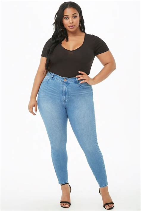 Plus Size High Rise Skinny Jeans Forever Plus Size Posing Plus