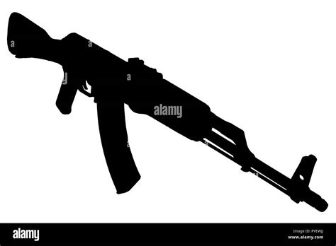 Ak Akm Assault Rifle Black Silhouette Stock Photo Alamy