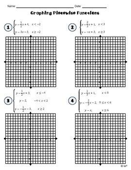 Graphing Piecewise Functions Worksheet and Card Sort by Megans Math Materials