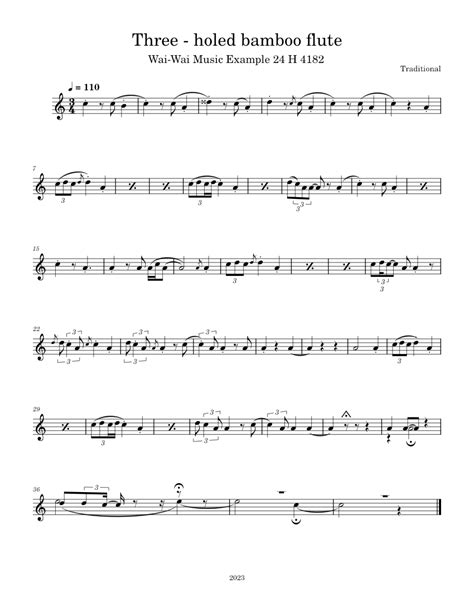 Three Holed Bamboo Flute Sheet Music For Flute Solo