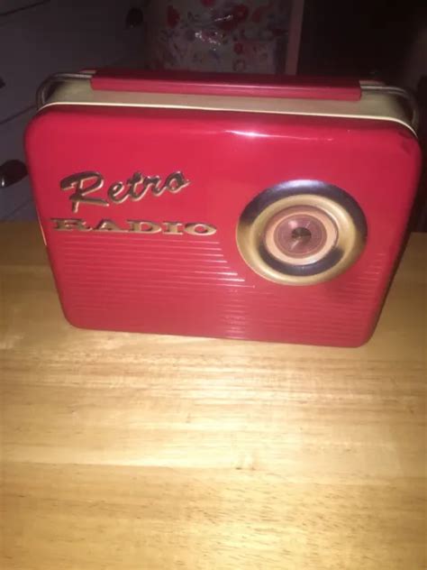 Retro Red Radio Shape Biscuit Cookie Tin Made The Silver Crane Co Rare