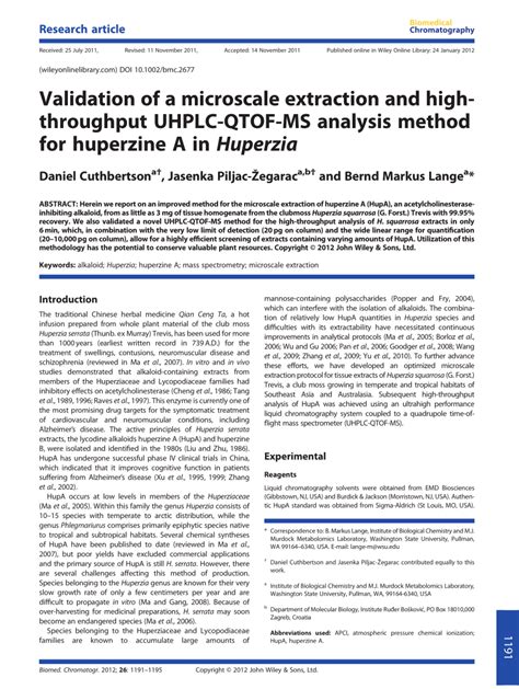 Pdf Validation Of A Microscale Extraction And High Throughput Uhplc