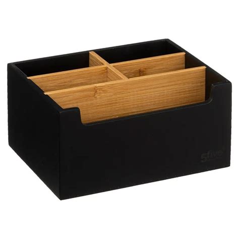 Organizador baño Natureo bambú y negro 185x145x93 mm