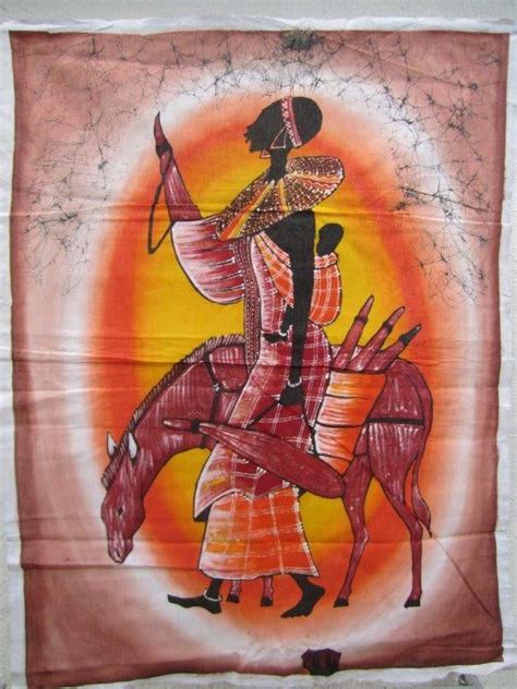 Maasai Woman With Donkey Batik — Luangisa African Gallery