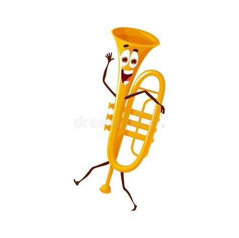 Cartoon Dancing Trumpet Character Vector Horn Stock Vector