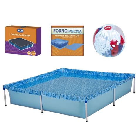 Kit Piscina Quadrada Litros Capa E Forro Mor Bola Inflavel