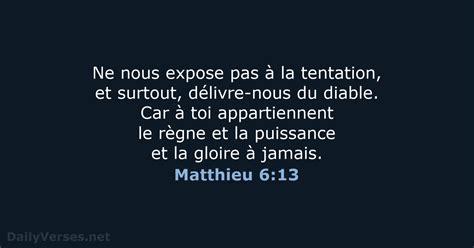 29 août 2020 Verset Biblique du Jour BDS Matthieu 6 13