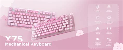 YUNZII X75 PRO 82 Key Wireless Hot Swappable Mechanical Gaming Keyboard With Transparent Keycaps