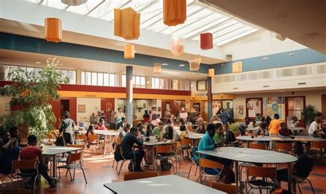 Premium AI Image | school cafeteria filled with students enjoying ...