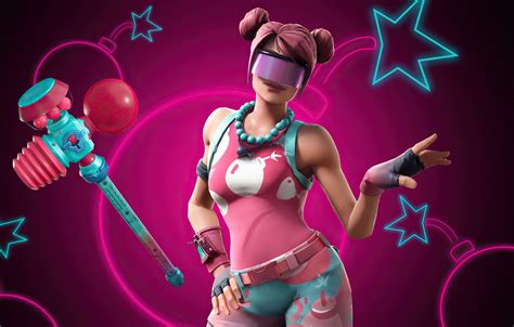 Wallpaper girl, neon lights, Fortnite images for desktop, section игры ...